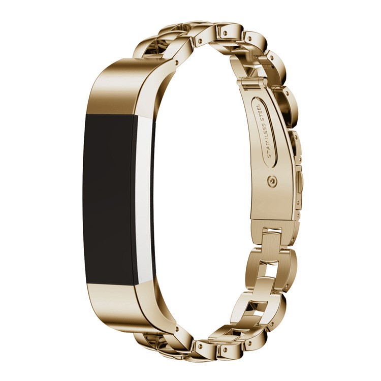 For Fitbit Alta Stainless Steel Solid Link Bracelet Watch Band with Butterfly Buckle - Khaki-4