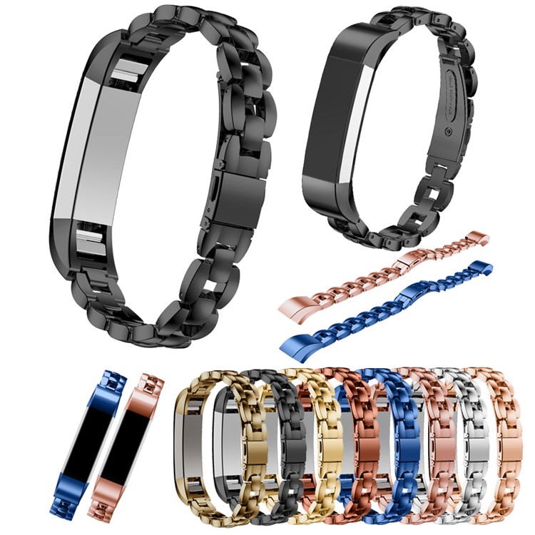 For Fitbit Alta Stainless Steel Solid Link Bracelet Watch Band with Butterfly Buckle - Khaki-5