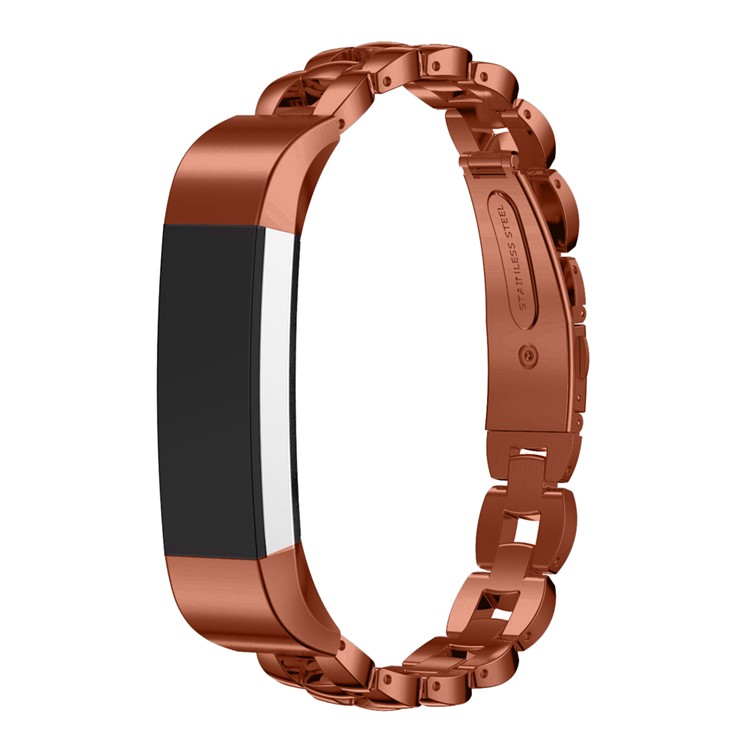 Luxury Style Stainless Steel Link Wrist Strap Watch Band for Fitbit Alta - Coffee-4