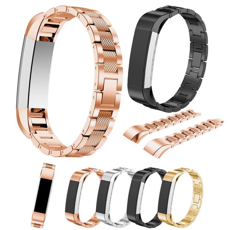 Reposição de cinta de aço inoxidável texturizada para Fitbit Alta - negro-5