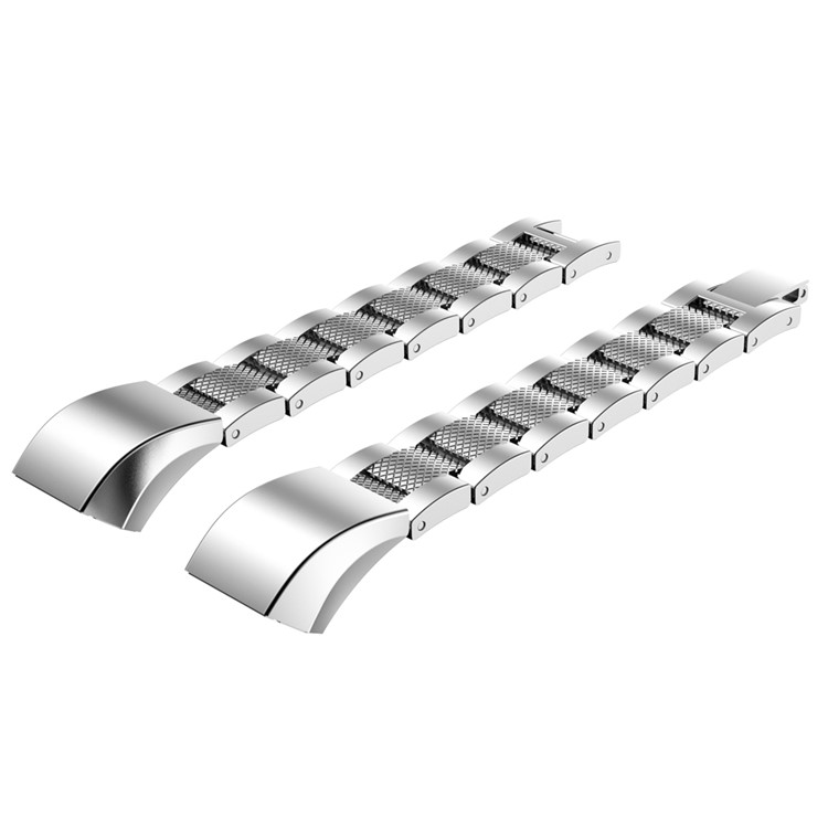 Textured Stainless Steel Wirst Band for Fitbit Alta - Silver Color-1