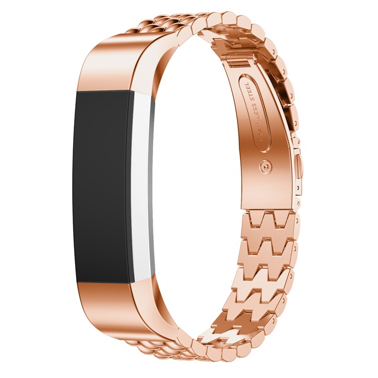 Luxury Metal Stainless Steel Strap for Fitbit Alta Fitness Wristband - Rose Gold Color-4