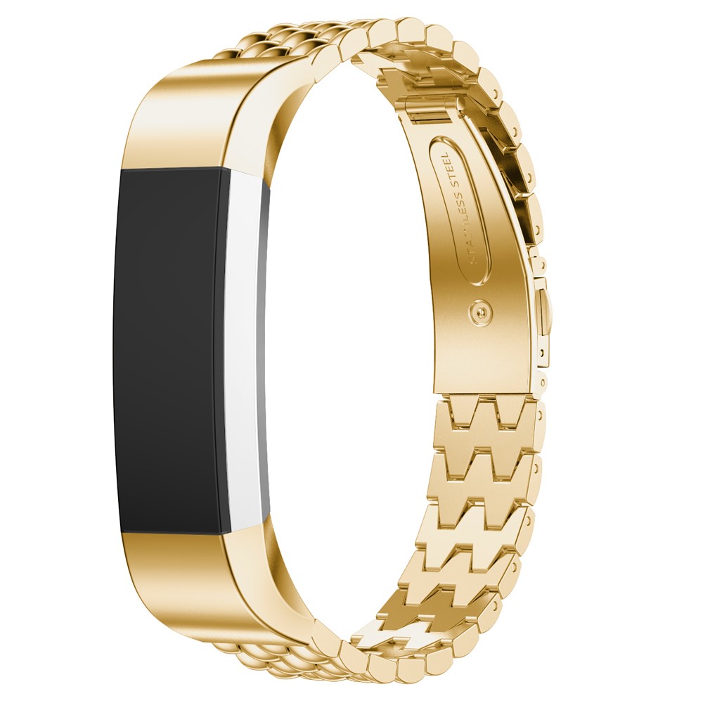 Luxury Stainless Steel Watchband Strap for Fitbit Alta Fitness Wristband - Gold Color-4
