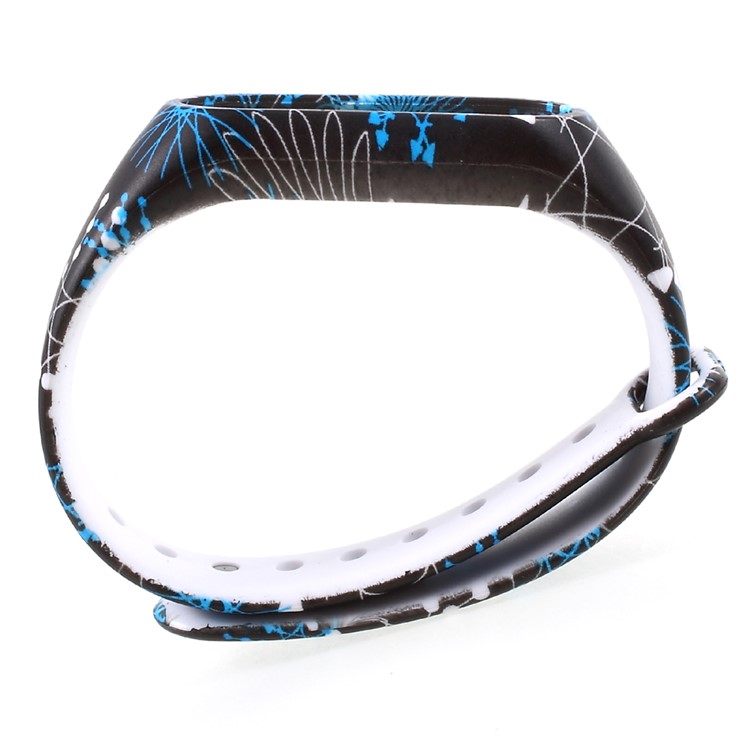 Flexible Patterned TPU Wrist Strap Replacement for Xiaomi Mi Band 2 - Blue and White Line Patterns-2