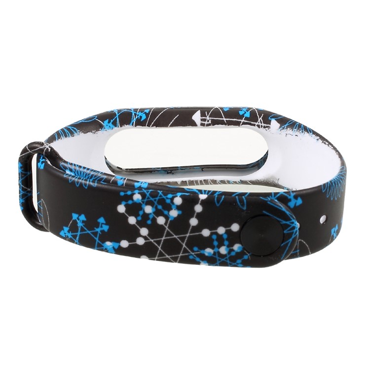 Flexible Patterned TPU Wrist Strap Replacement for Xiaomi Mi Band 2 - Blue and White Line Patterns-4