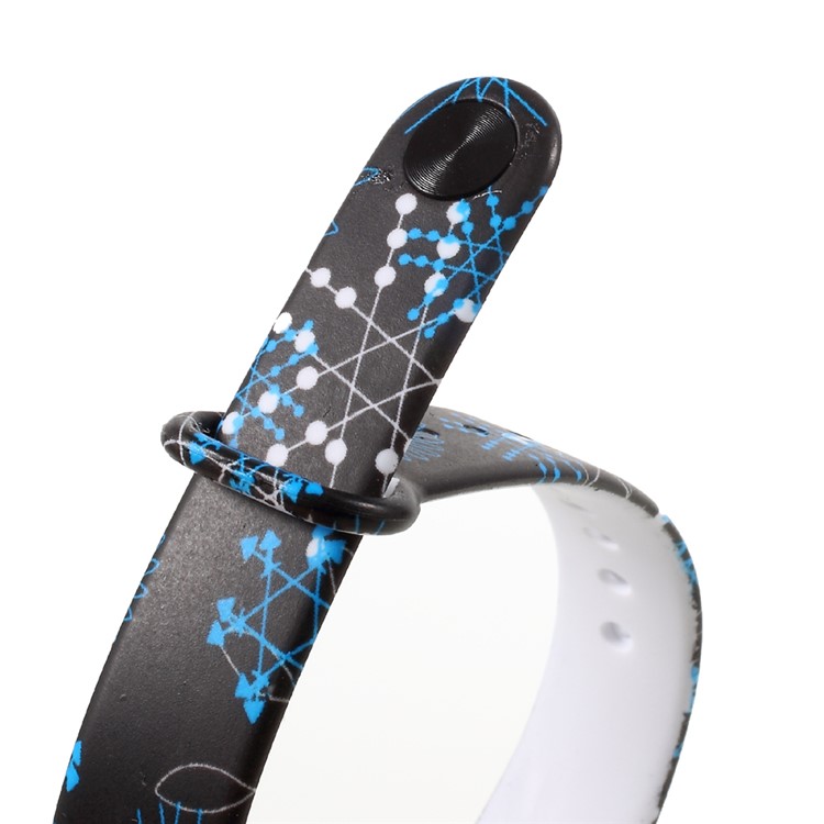Flexible Patterned TPU Wrist Strap Replacement for Xiaomi Mi Band 2 - Blue and White Line Patterns-5