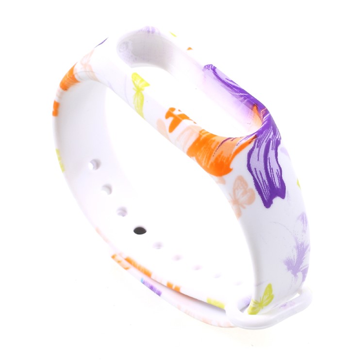 Flexible Pattern Printing TPU Wrist Strap for Xiaomi Mi Band 2 - Flowers and Butterflies-1