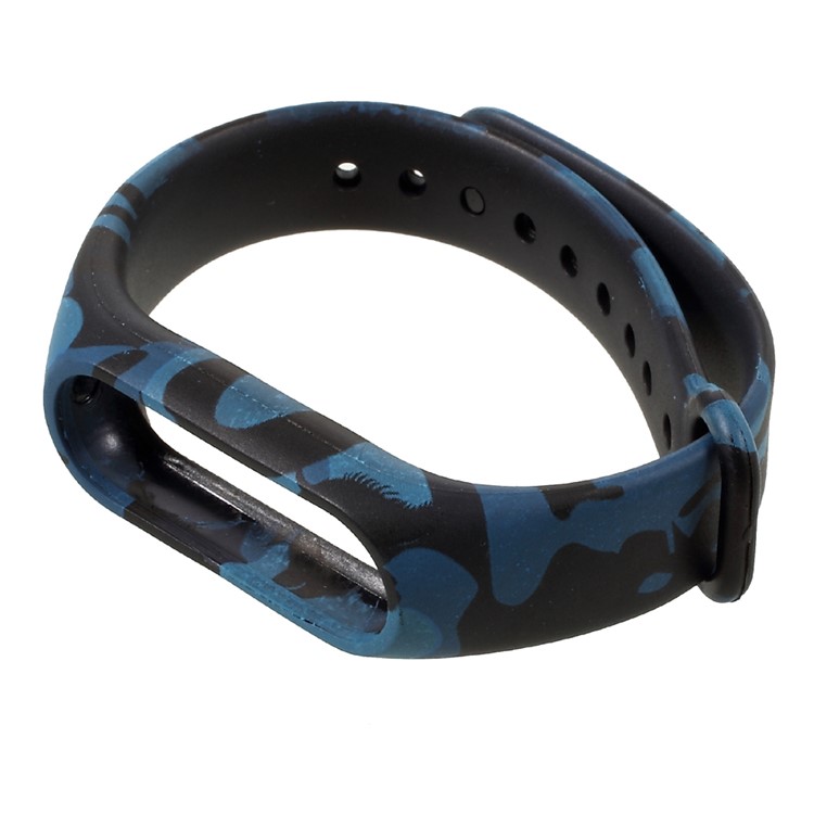 Patterned Flexible TPU Wrist Strap Band for Xiaomi Mi Band 2 - Blue Camouflage-3