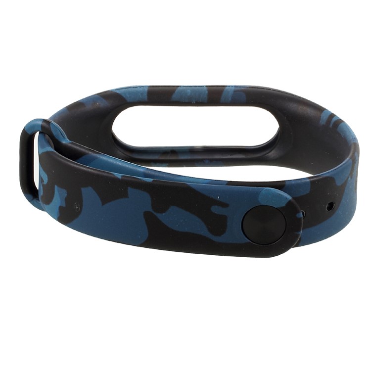 Patterned Flexible TPU Wrist Strap Band for Xiaomi Mi Band 2 - Blue Camouflage-4