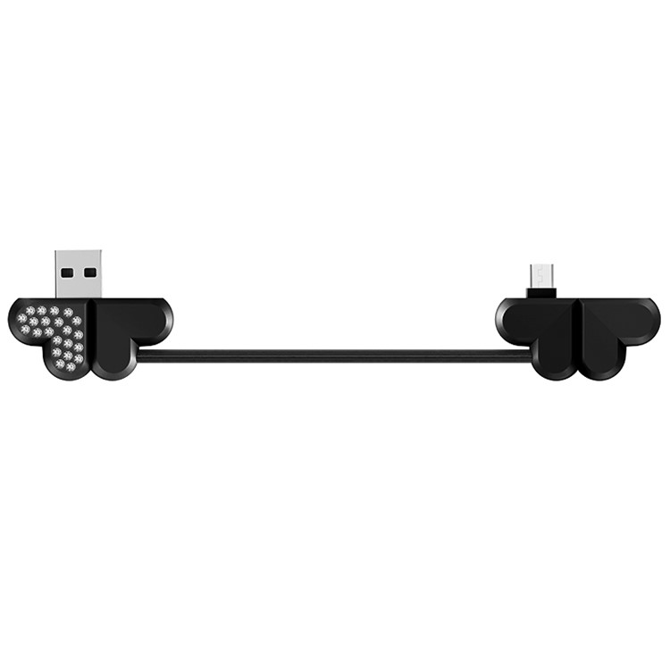 JOYROOM L125 Glittering Diamond Decor Clover Micro USB Cable for Samsung S7 etc. (10cm) - Black-4