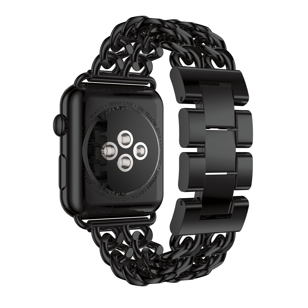 Cowboy Chain Electroplated Stainless Steel Watch Band for Apple Watch Series 3 Series 2 Series 1 38mm - Black-2