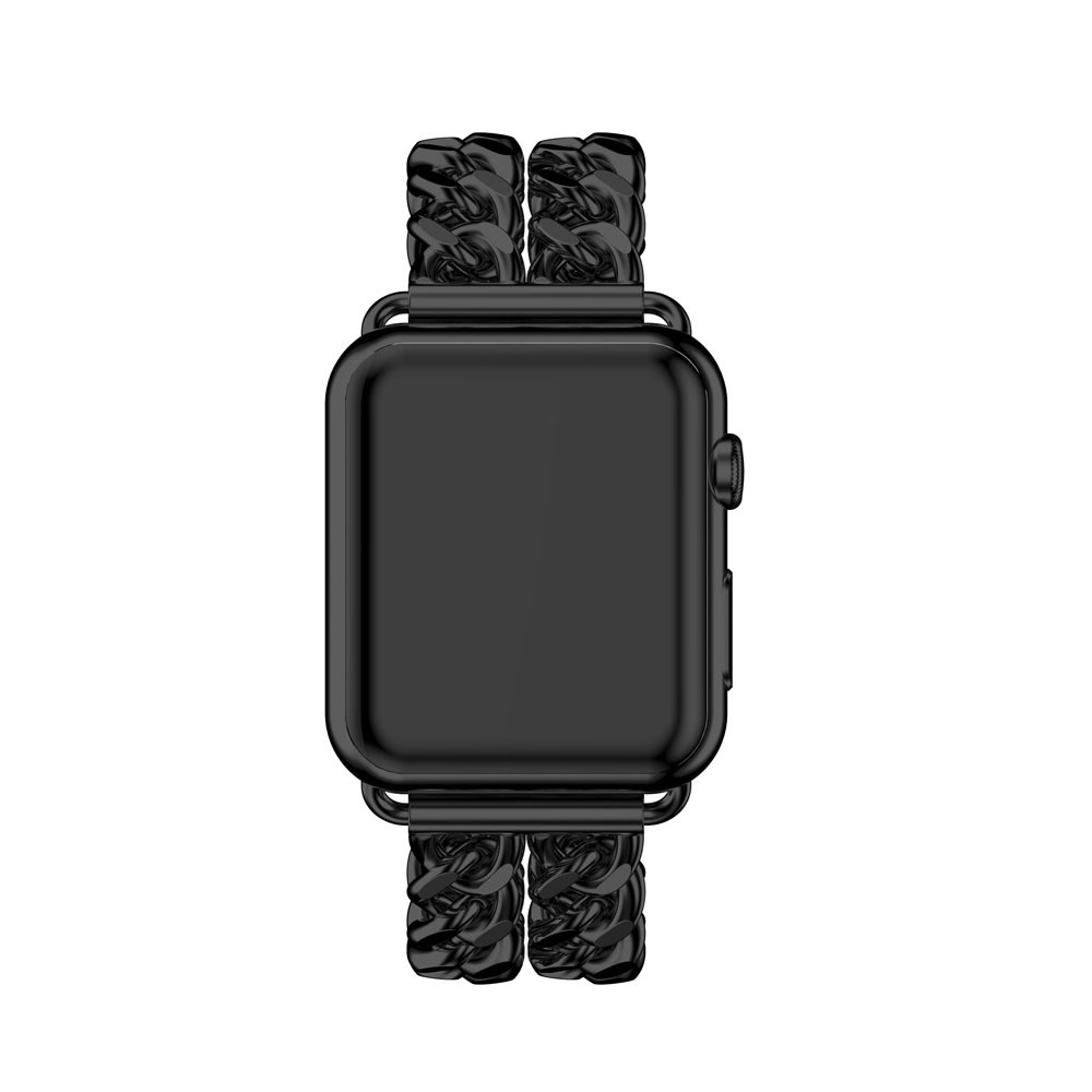 Cowboy Chain Electroplated Stainless Steel Watch Band for Apple Watch Series 3 Series 2 Series 1 38mm - Black-3