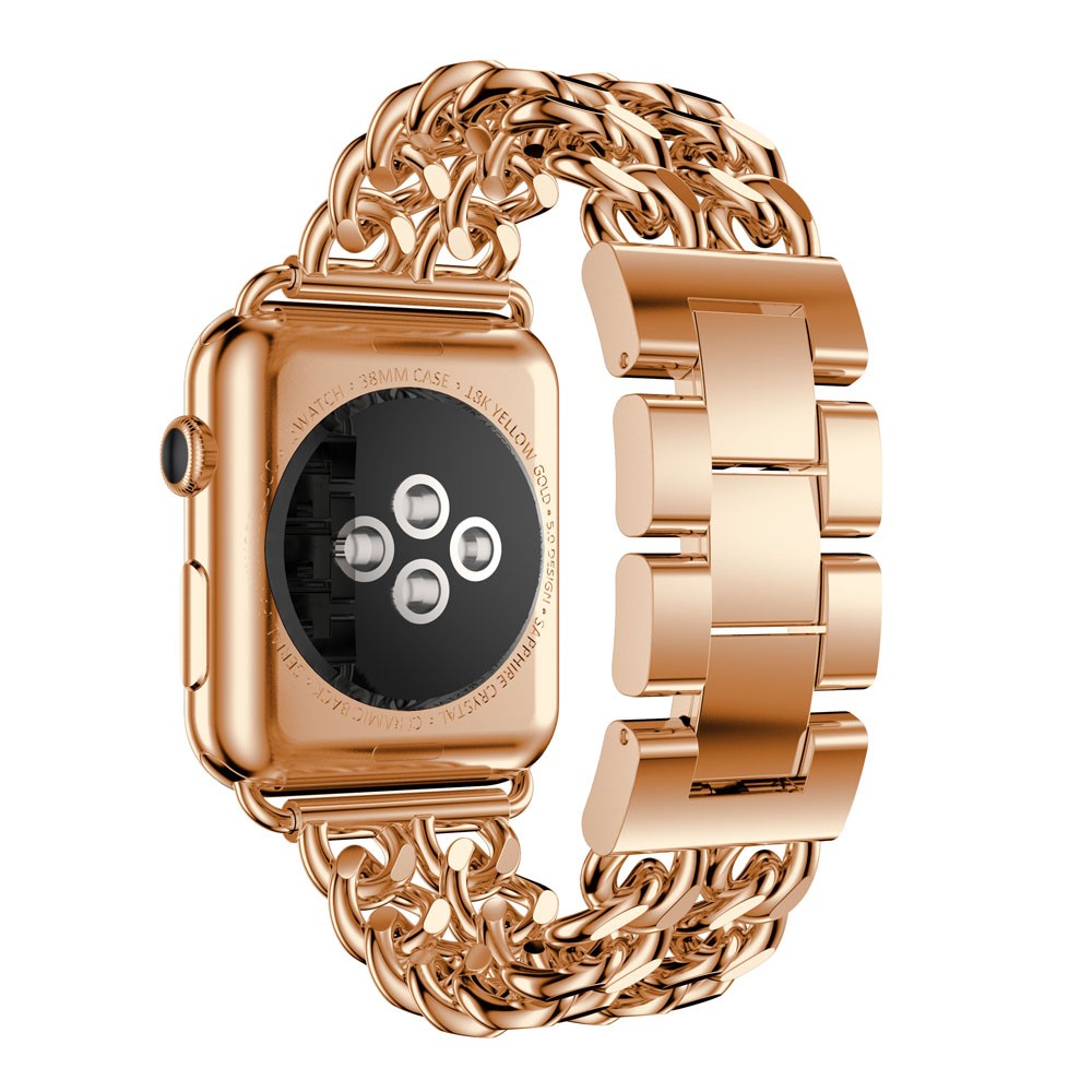 Luxury Electroplated Stainless Steel Cowboy Chain Watch Band for Apple Watch Series 3 Series 2 Series 1 38mm - Rose Gold Color-2