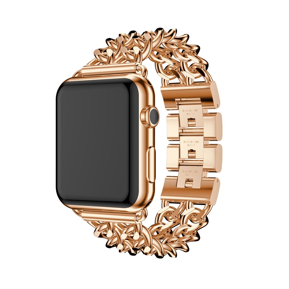 Luxury Electroplated Stainless Steel Cowboy Chain Watch Band for Apple Watch Series 3 Series 2 Series 1 38mm - Rose Gold Color-4