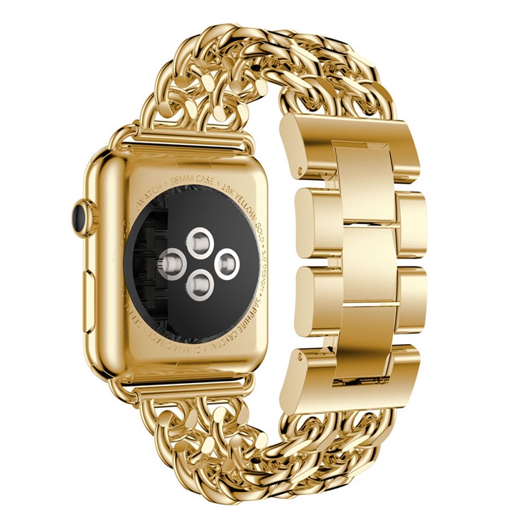 Electroplated Cowboy Chain Watch Band Replacement for Apple Watch Series 4 40mm / Series 3 2 1 38mm - Gold Color-2