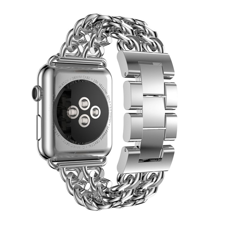 Electroplated Cowboy Chain Stainless Steel Watch Band for Apple Watch Series 2 Series 1 42mm - Silver-2