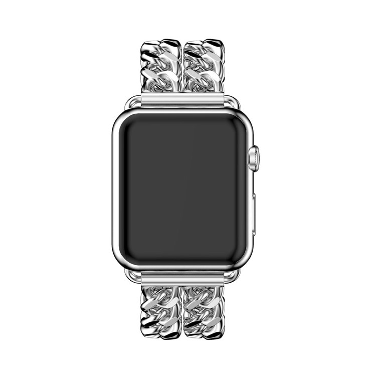 Electroplated Cowboy Chain Stainless Steel Watch Band for Apple Watch Series 2 Series 1 42mm - Silver-3