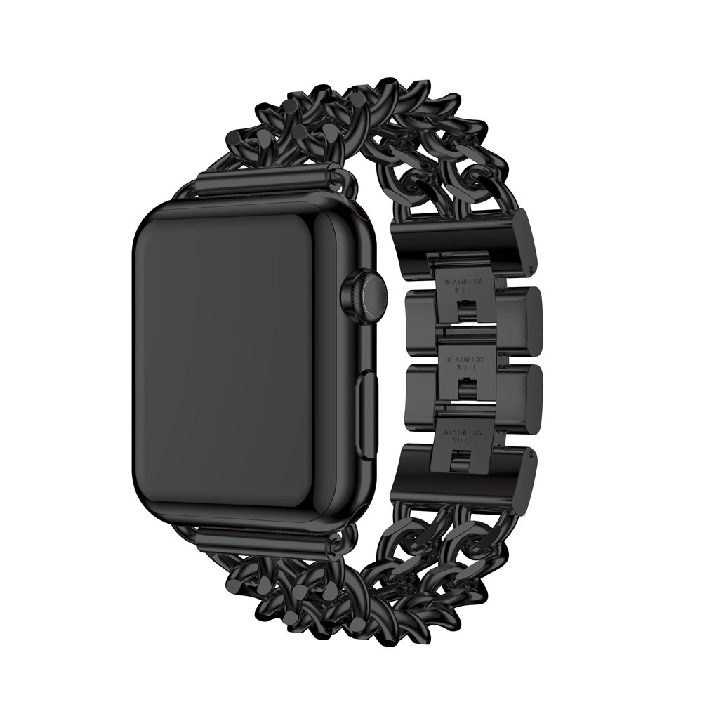 Cowboy Chain Electroplated Stainless Steel Watch Strap for Apple Watch Series 3 Series 2 Series 1 42mm - Black-4