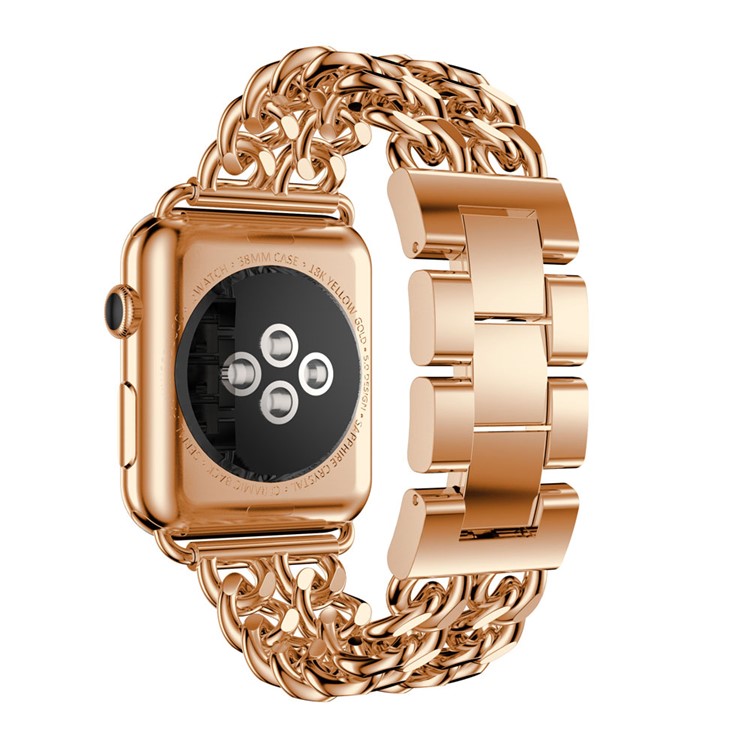 Luxury Electroplated Cowboy Chain Watch Band Replacment for Apple Watch Series 3 / 2 / 1 42mm - Rose Gold Color-2