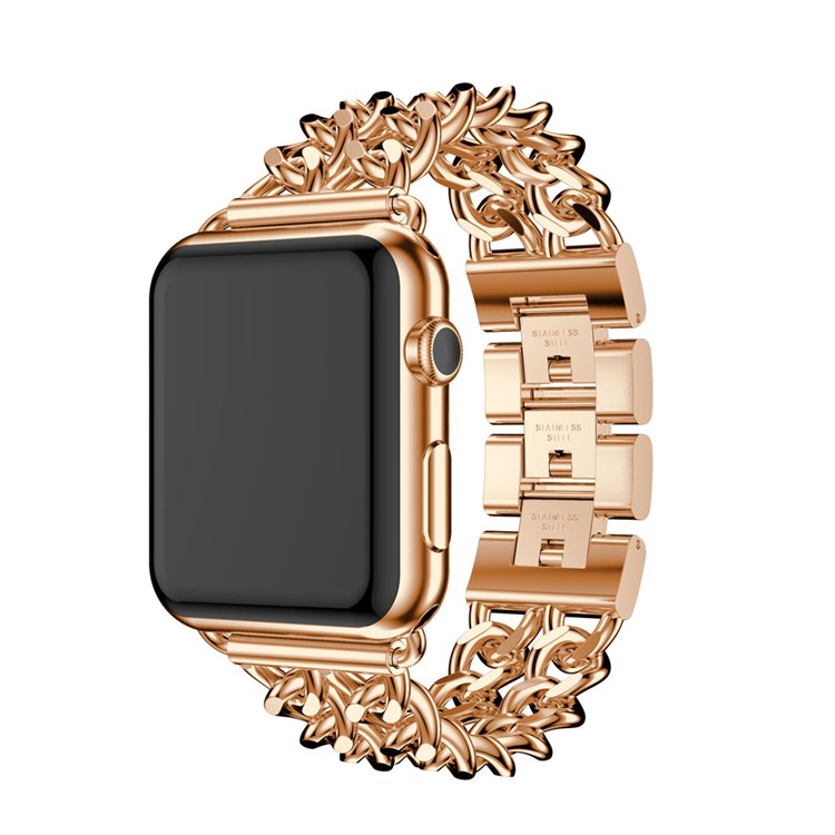 Luxury Electroplated Cowboy Chain Watch Band Replacment for Apple Watch Series 3 / 2 / 1 42mm - Rose Gold Color-4