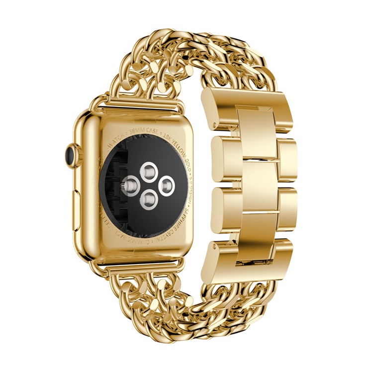 Plated Cowboy Chain Stainless Steel Watch Band Replacement for Apple Watch Series 3 / 2 / 1 42mm - Gold Color-2