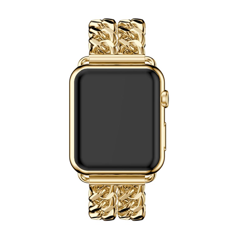 Plated Cowboy Chain Stainless Steel Watch Band Replacement for Apple Watch Series 3 / 2 / 1 42mm - Gold Color-3