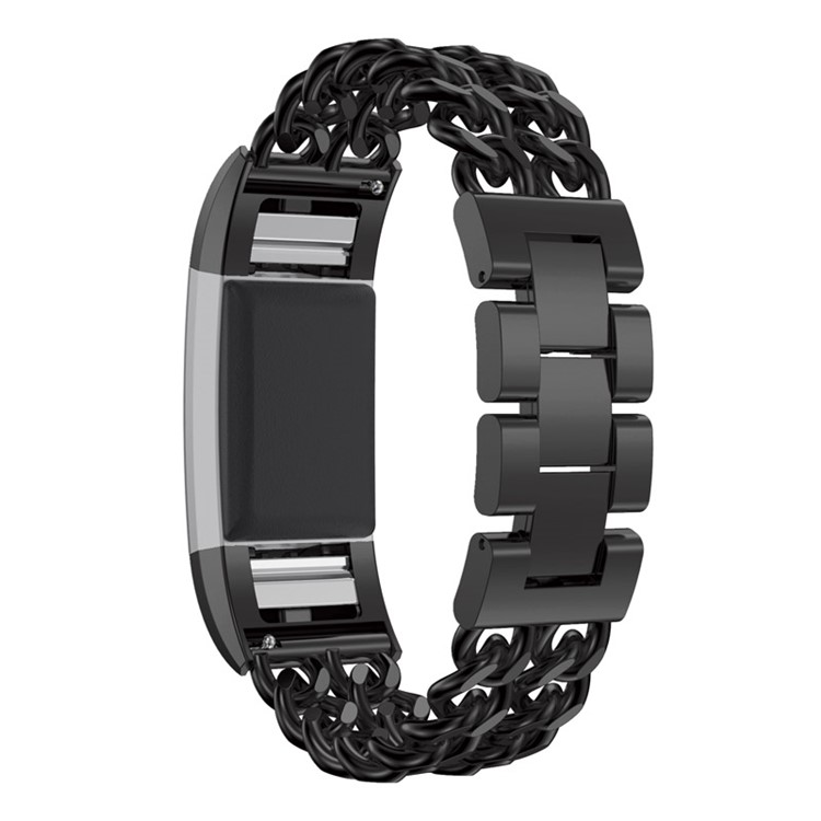 Luxury Cowboy Chain Electroplated Stainless Steel Watch Strap for Fitbit Charge 2 - Black-2