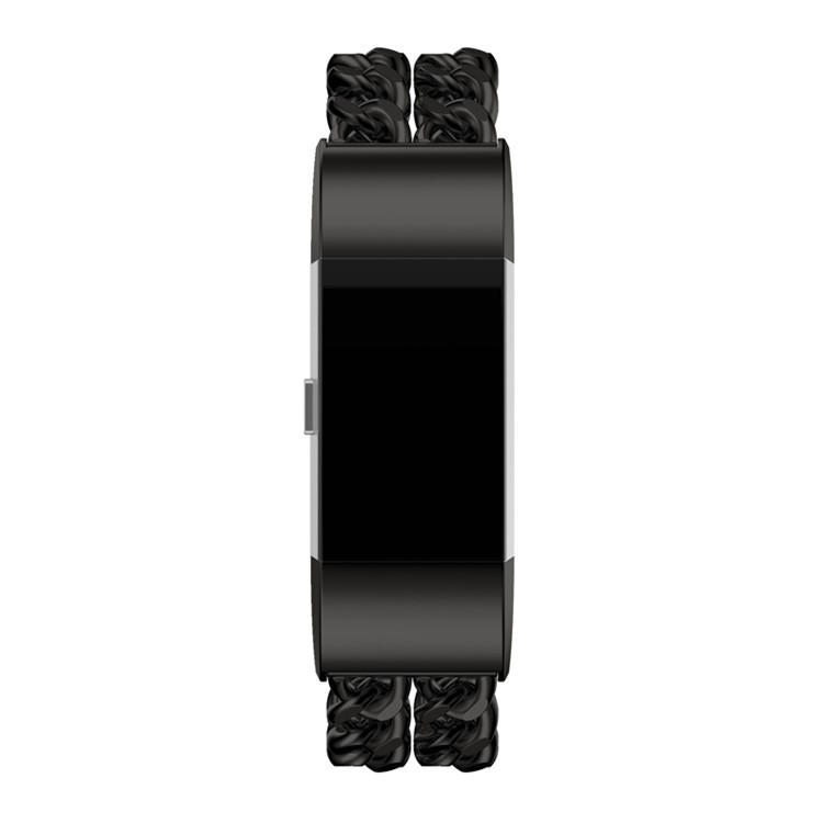 Luxury Cowboy Chain Electroplated Stainless Steel Watch Strap for Fitbit Charge 2 - Black-3