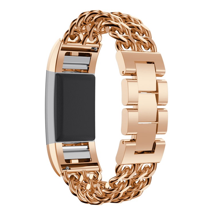 Electroplated Cowboy Chain Watch Band Replacment for Fitbit Charge 2 - Rose Gold Color-2