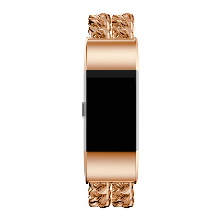 Electroplated Cowboy Chain Watch Band Replacment for Fitbit Charge 2 - Rose Gold Color-3