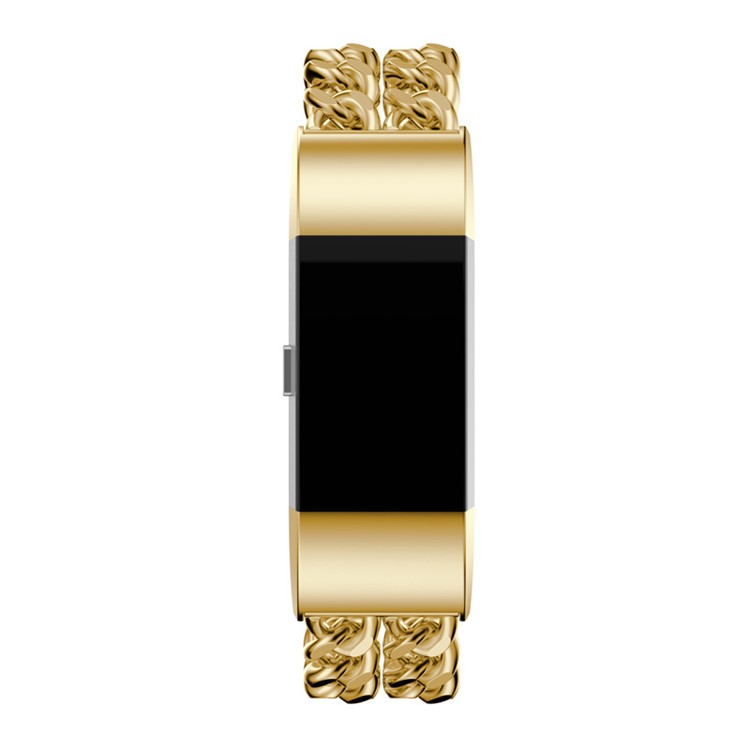 Plated Cowboy Chain Stainless Steel Watch Strap Replacement for Fitbit Charge 2 - Gold Color-3