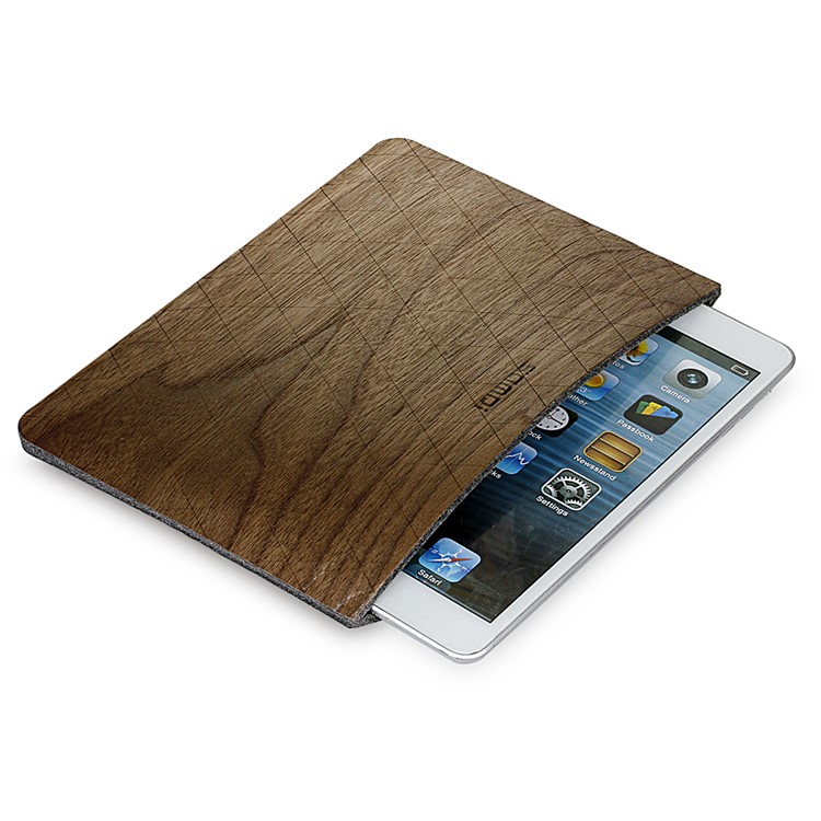 SAMDI Walnut Wood Skin Wool Felt Tablet Pouch for iPad mini 4 / 3 / 2 / 1, Etc. - Walnut-1
