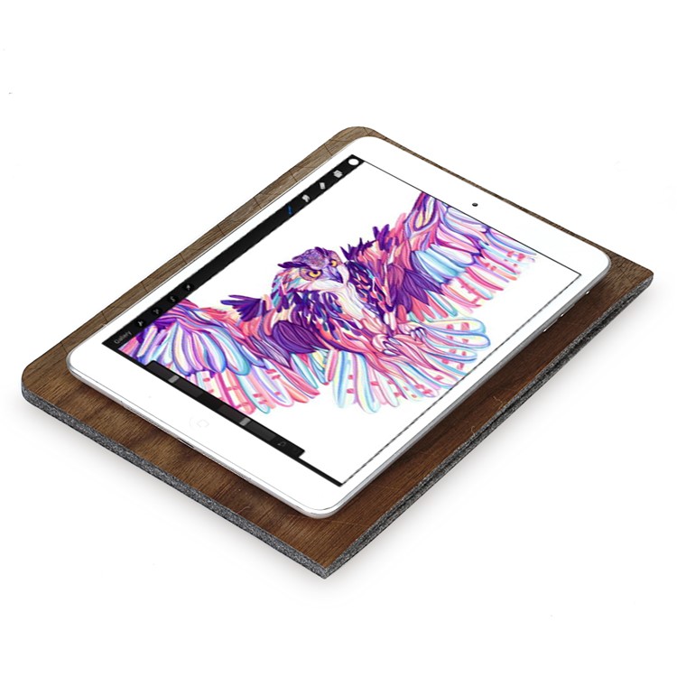 SAMDI Walnut Wood Skin Wool Felt Tablet Pouch for iPad mini 4 / 3 / 2 / 1, Etc. - Walnut-2