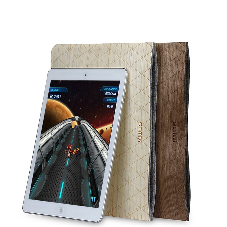 SAMDI Birch Wood Skin Wool Felt Universal Pouch for iPad mini 4 / 3 / 2 / 1, Etc. - Birch-5