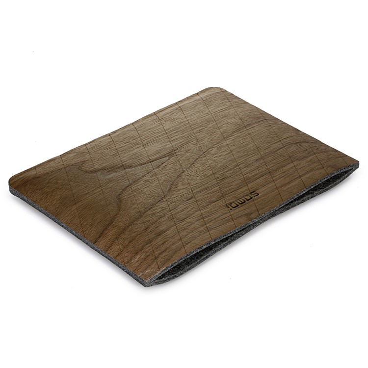 SAMDI Walnut Wood Skin Wool Felt Sleeve Pouch Bag for iPad 4 / 3 / 2, iPad 9.7 inch Etc. - Walnut-3