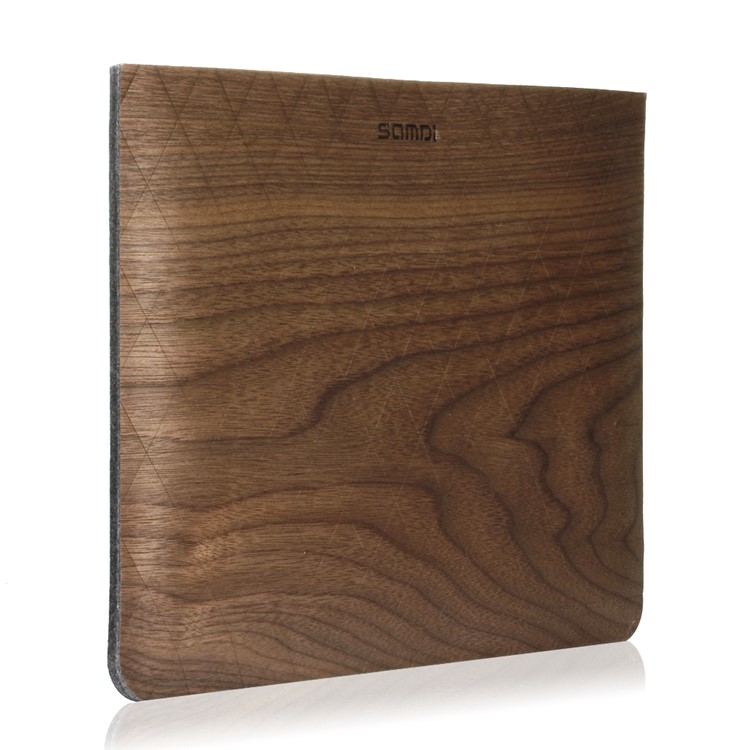 SAMDI Walnut Wood Skin Wool Felt Sleeve Pouch Bag for iPad 4 / 3 / 2, iPad 9.7 inch Etc. - Walnut-4
