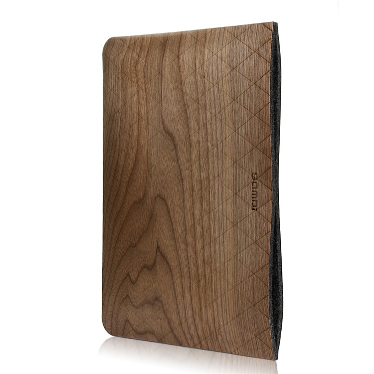 SAMDI Walnut Wood Skin Wool Felt Sleeve Pouch Bag for iPad 4 / 3 / 2, iPad 9.7 inch Etc. - Walnut-8