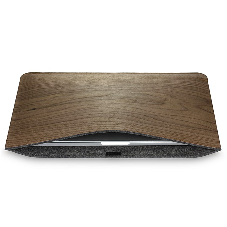 SAMDI Walnut Wood Skin Wool Felt Laptop Sleeve Bag for MacBook Air 13.3 Inch Etc. - Walnut-2