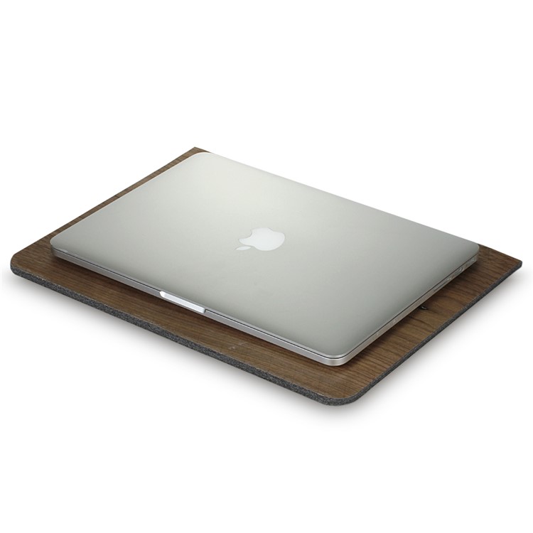 SAMDI Walnut Wood Skin Wool Felt Laptop Sleeve Bag for MacBook Air 13.3 Inch Etc. - Walnut-3