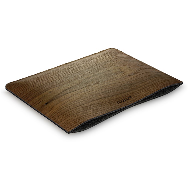 SAMDI Walnut Wood Skin Wool Felt Laptop Sleeve Bag for MacBook Air 13.3 Inch Etc. - Walnut-4