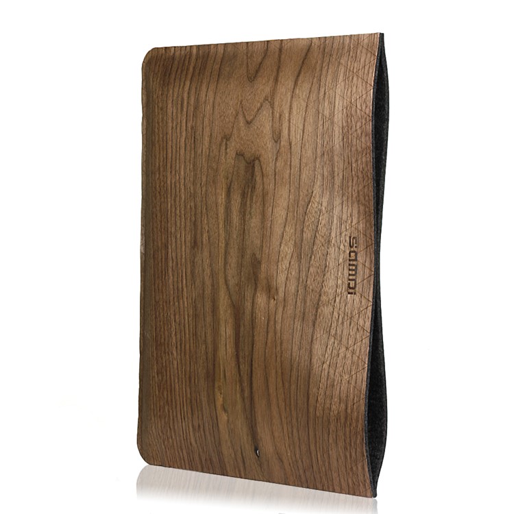 SAMDI Walnut Wood Skin Wool Felt Laptop Sleeve Bag for MacBook Air 13.3 Inch Etc. - Walnut-5