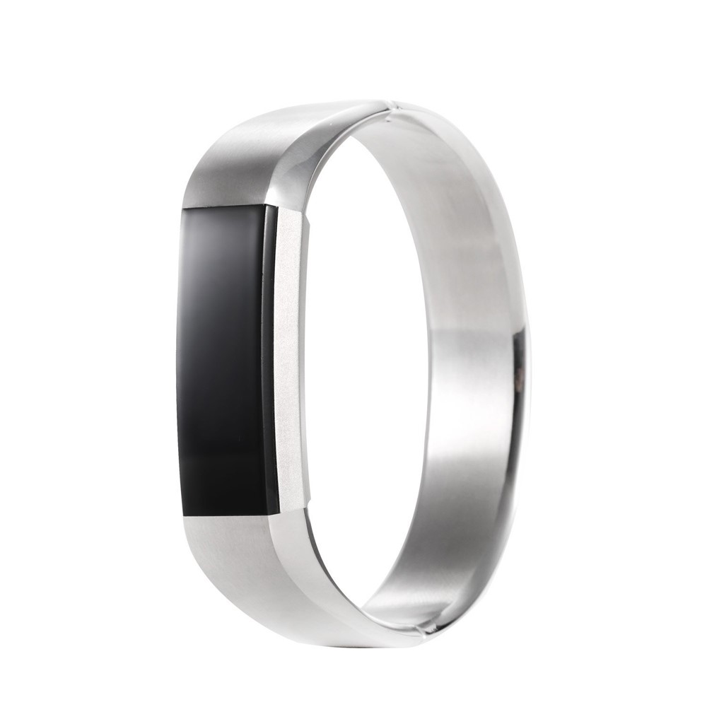 Simple Style Stainless Steel Snap-on Clasp Bracelet Wristband for Fitbit Alta - Silver Color-3