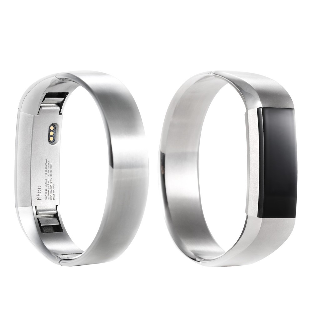 Simple Style Stainless Steel Snap-on Clasp Bracelet Wristband for Fitbit Alta - Silver Color-4