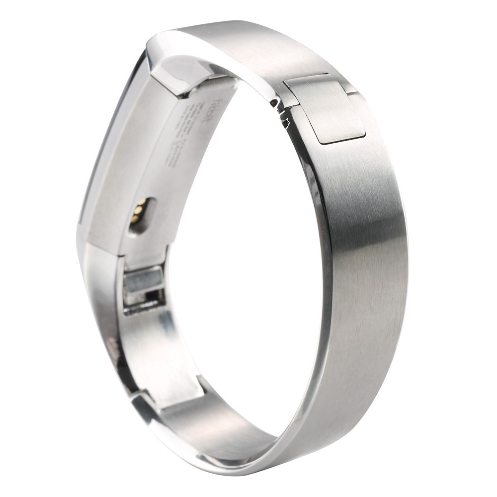 Simple Style Stainless Steel Snap-on Clasp Bracelet Wristband for Fitbit Alta - Silver Color-5