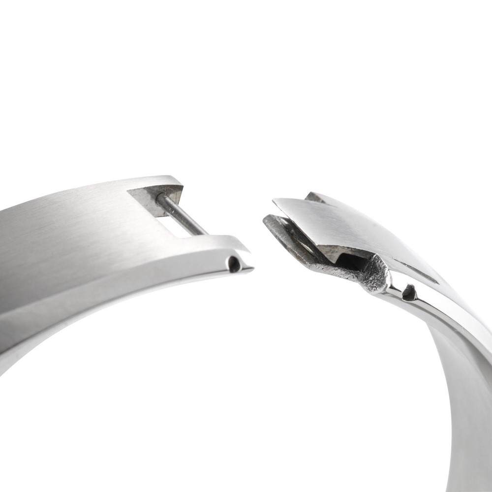 Simple Style Stainless Steel Snap-on Clasp Bracelet Wristband for Fitbit Alta - Silver Color-6