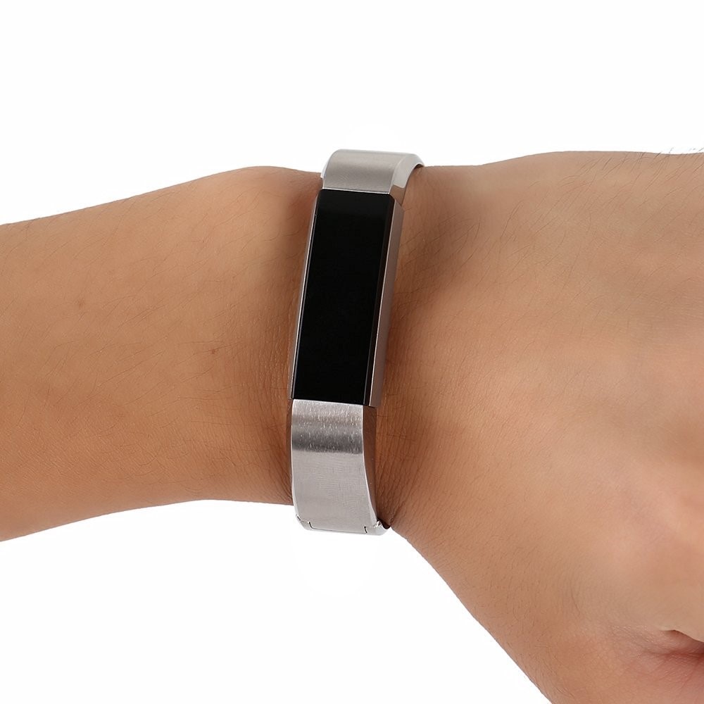 Simple Style Stainless Steel Snap-on Clasp Bracelet Wristband for Fitbit Alta - Silver Color-7