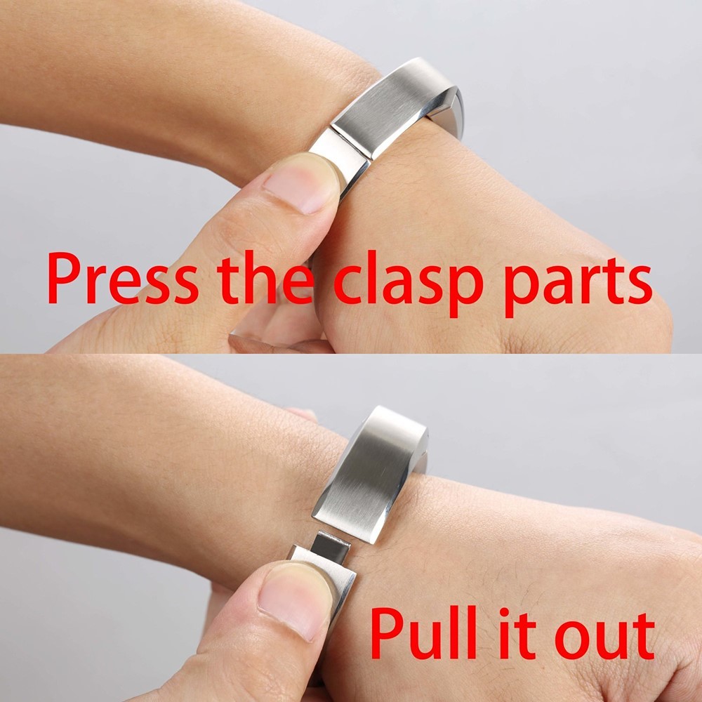 Simple Style Stainless Steel Snap-on Clasp Bracelet Wristband for Fitbit Alta - Silver Color-8