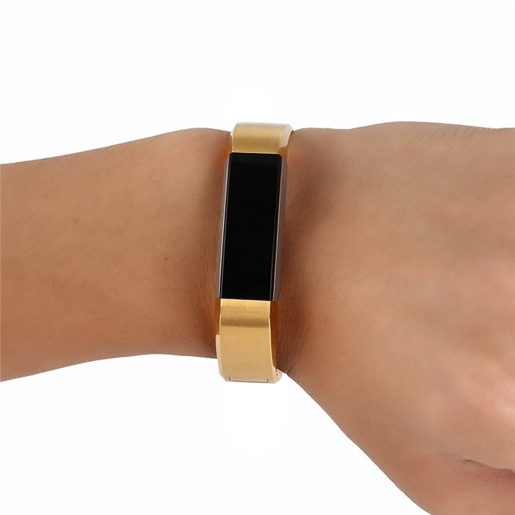 Snap-on Clasp Stainless Steel Bracelet Strap Replacement for Fitbit Alta - Gold Color-3