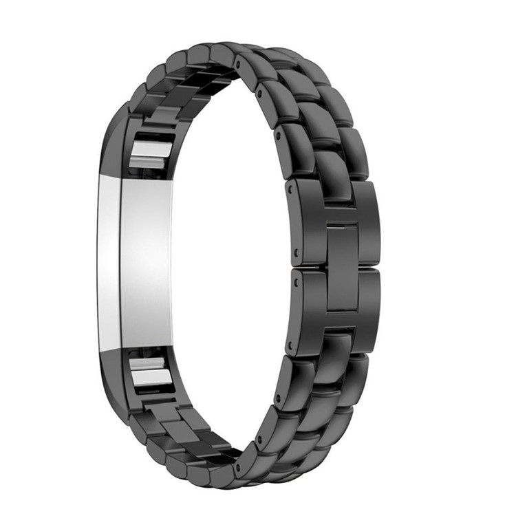 Pulseira de aço inoxidável de textura de dragão de aço inoxidável para fitbit alta aptidão wristband - preto-2