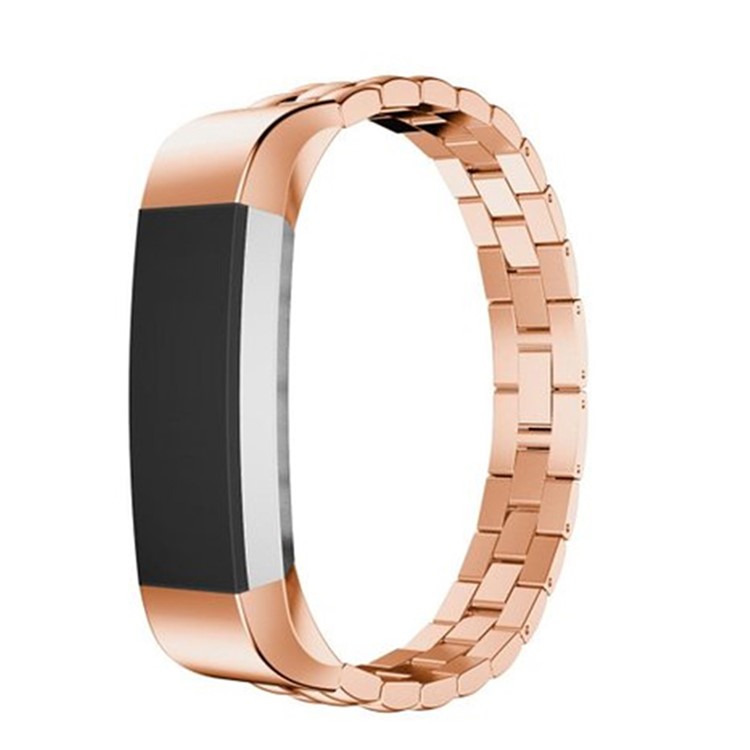 Luxury Dragon Texture Metal Stainless Steel Strap Replacement for Fitbit Alta Fitness Wristband - Rose Gold Color-1